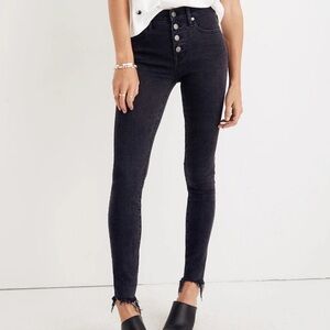 Madewell denim. 9” mid-rise skinny in faded black wash